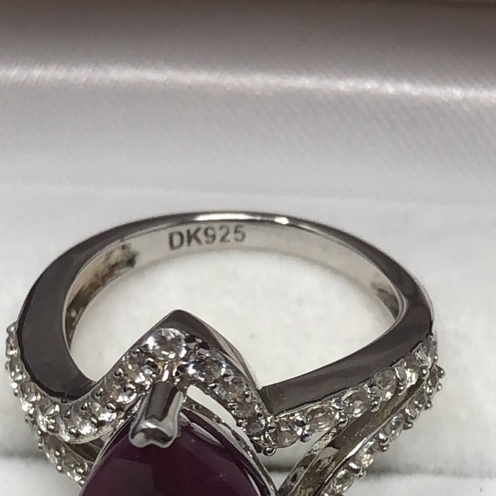 Ruby Ring Pear Shape Gemstone Sterling Silver Dk9… - image 5